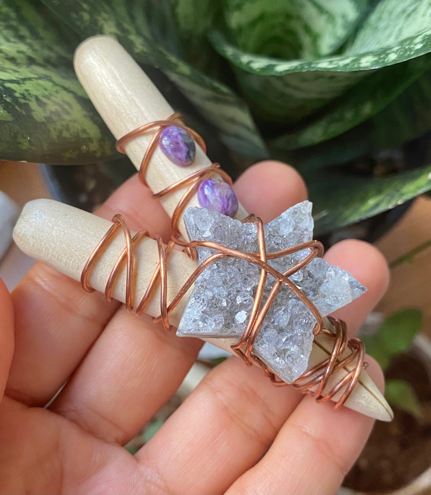 Purple Dream Kuripe- Amethyst Druzy Star & Charoite