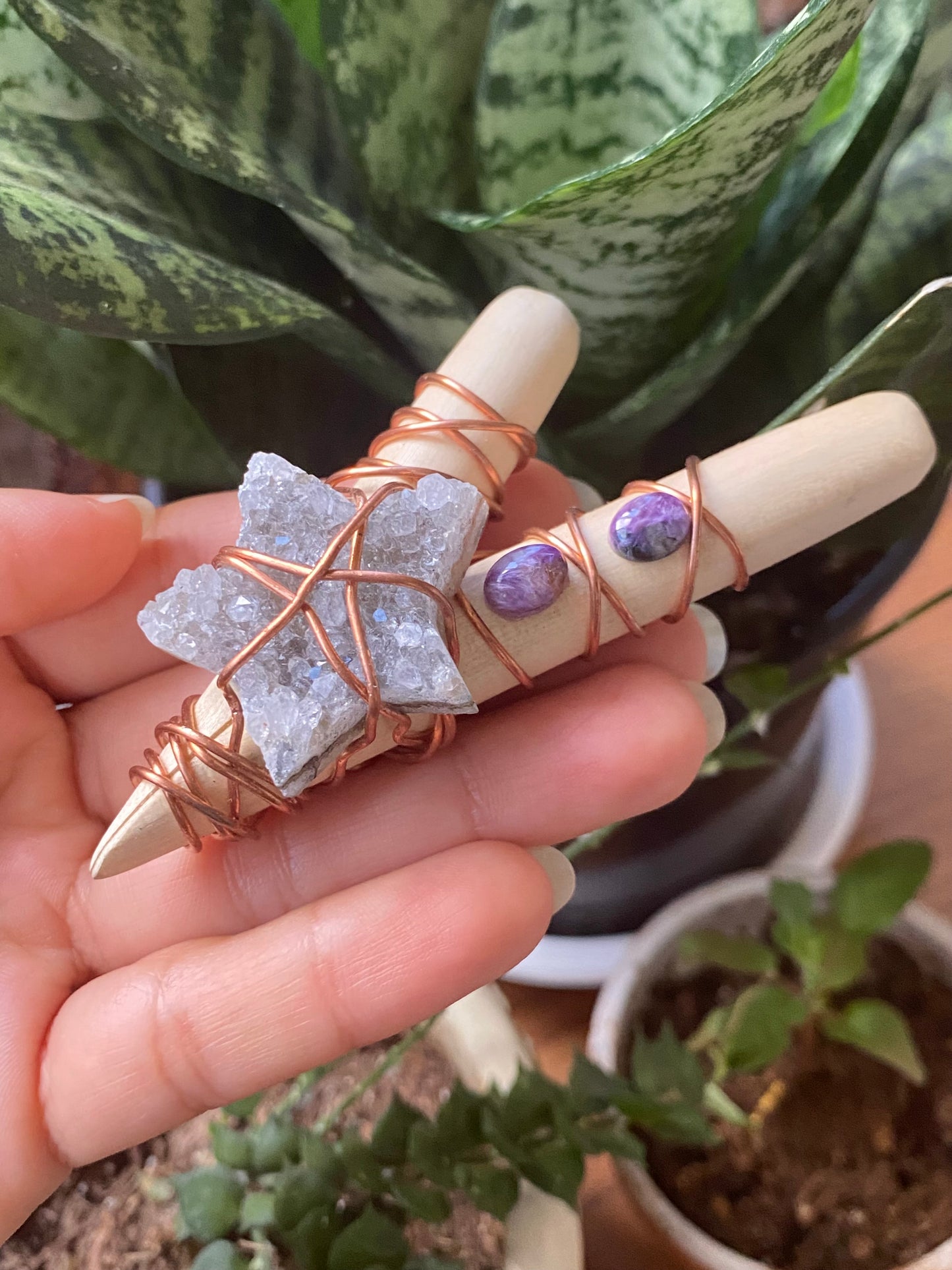 Purple Dream Kuripe- Amethyst Druzy Star & Charoite