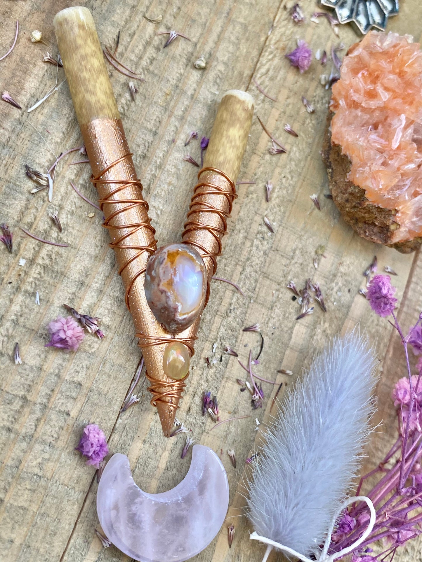 Metallic Bronze & Fire Opals