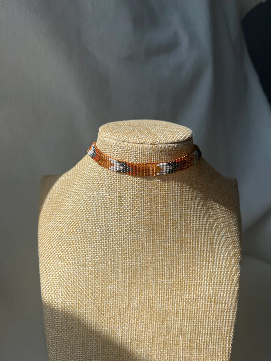 ༶ "Earth Tones" Beaded Choker ༶ Inga Tribe, Colombia