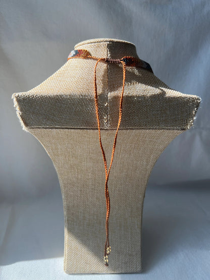 ༶ "Earth Tones" Beaded Choker ༶ Inga Tribe, Colombia