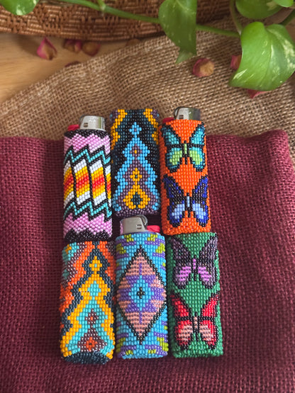 ⫷ Butterflies (green) ⫸ Beaded Lighter Case