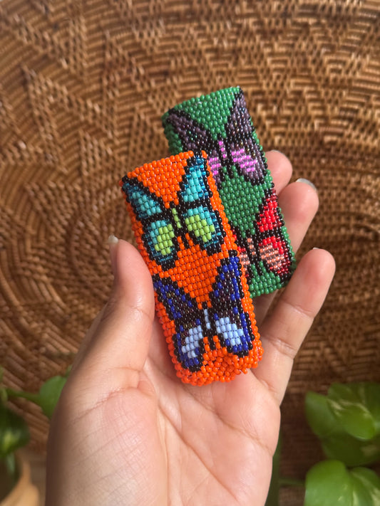 ⫷ Butterflies (green) ⫸ Beaded Lighter Case