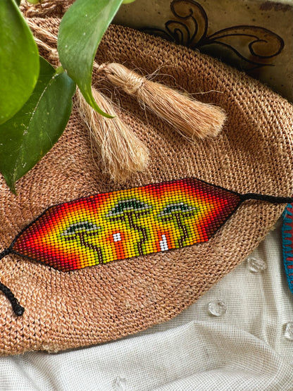 Beaded Mushroom Bracelet (yellow & green)