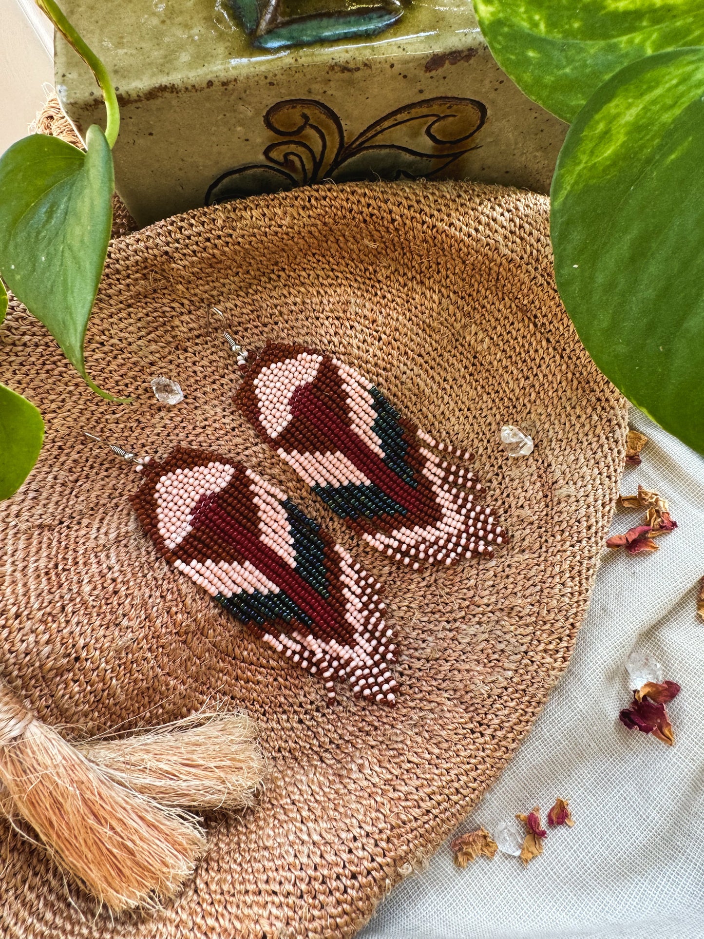 Mushroom Beadwork Earrings ♡ Embera Tribe, Colombia