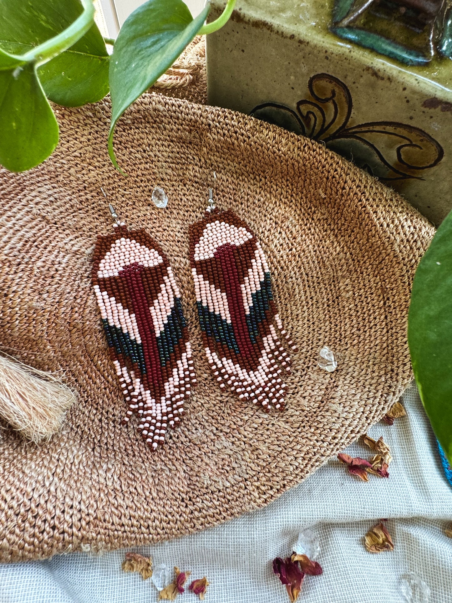 Mushroom Beadwork Earrings ♡ Embera Tribe, Colombia