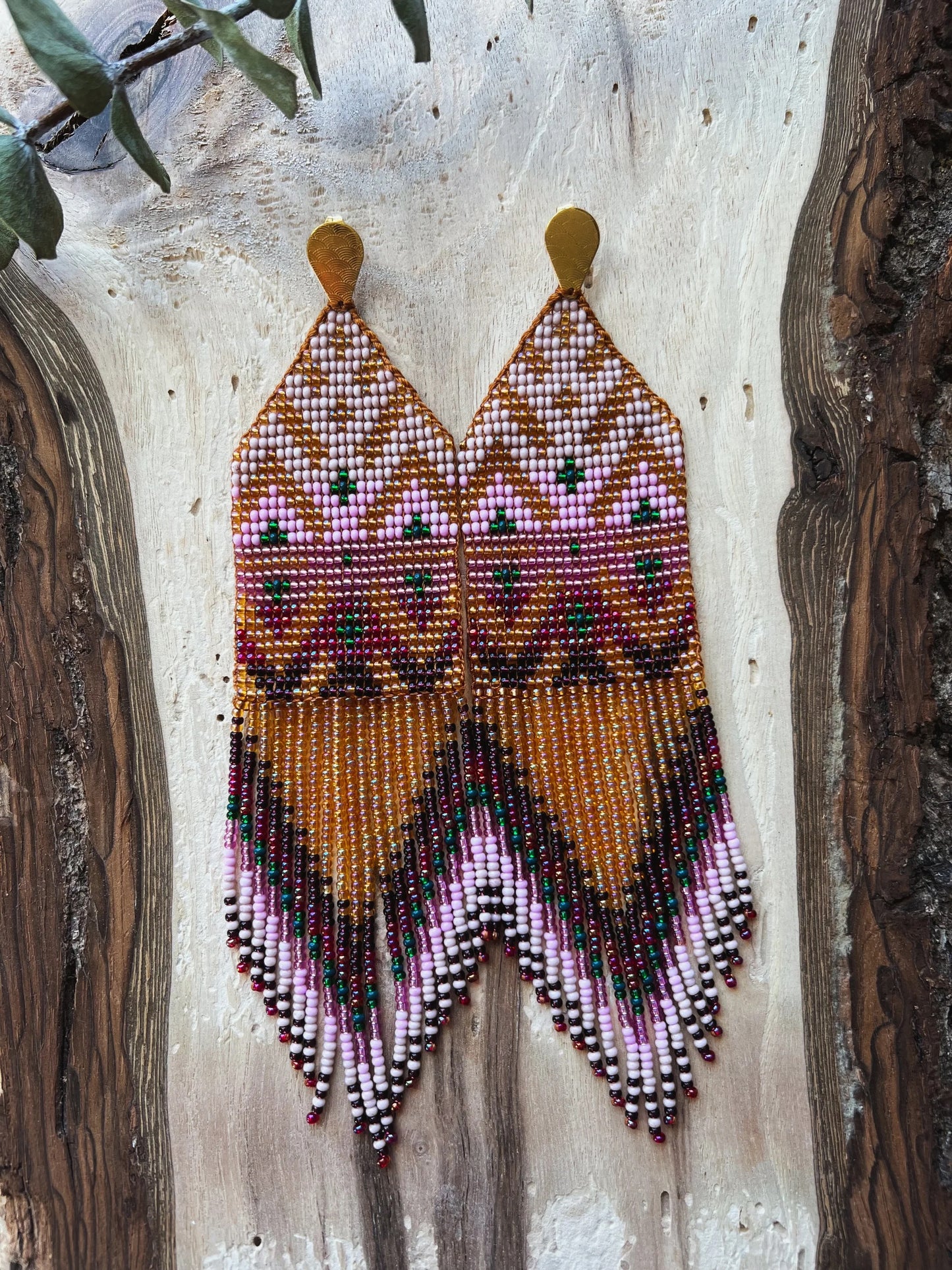 ༶ Maiz (Corn) Symbol Beaded Earrings༶ Inga Tribe, Colombia