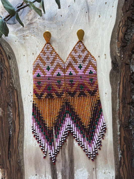 ༶ Maiz (Corn) Symbol Beaded Earrings༶ Inga Tribe, Colombia