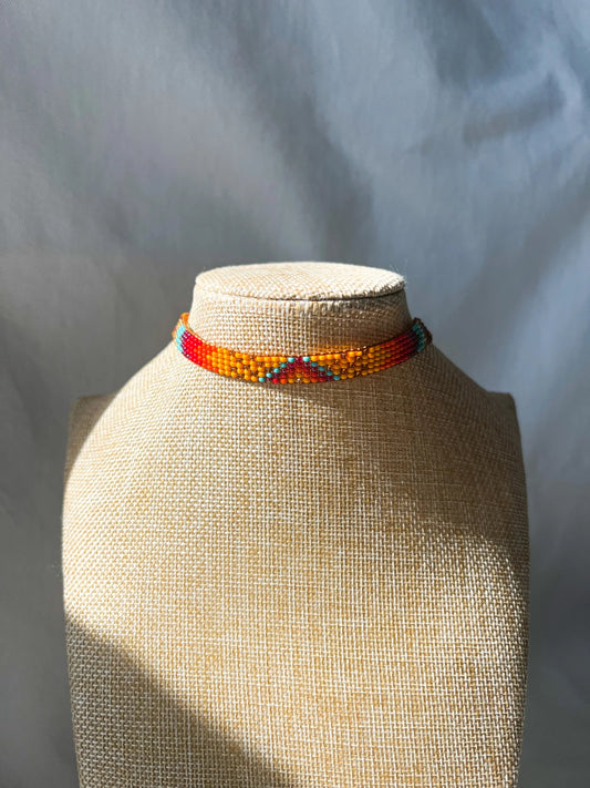 ༶ "Sunburst" Beaded Choker ༶ Inga Tribe, Colombia