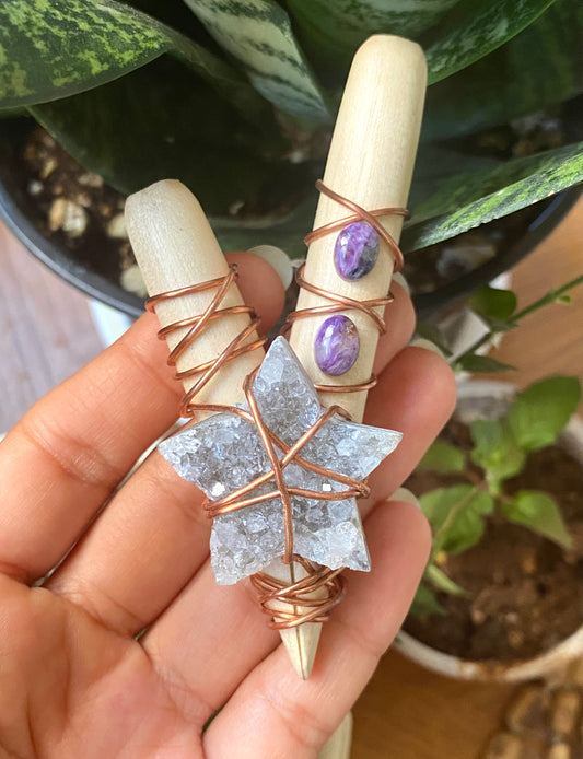 Purple Dream Kuripe- Amethyst Druzy Star & Charoite