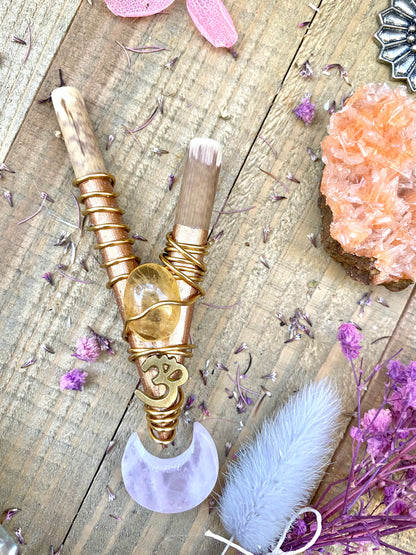 OM & Citrine Wire Wrapped Kuripe